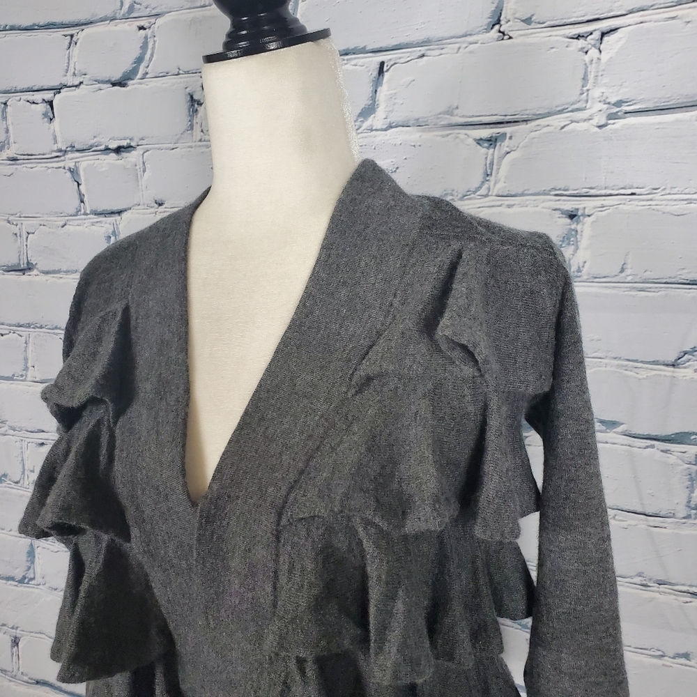 Autumn Cashmere Gray Ruffle Cardigan - Picture 3 of 4